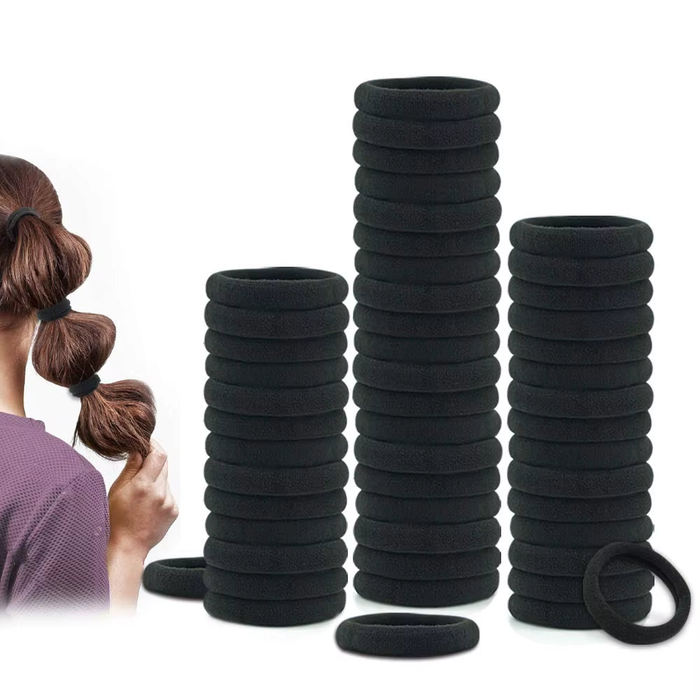 Wholesale Black Color High Elasticity Seamless Hair Rope Tie Ponytail Simple Hair Rope for Women Daily Life Scrunchies