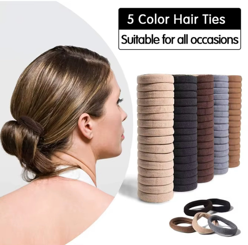 Wholesale Black Color High Elasticity Seamless Hair Rope Tie Ponytail Simple Hair Rope for Women Daily Life Scrunchies