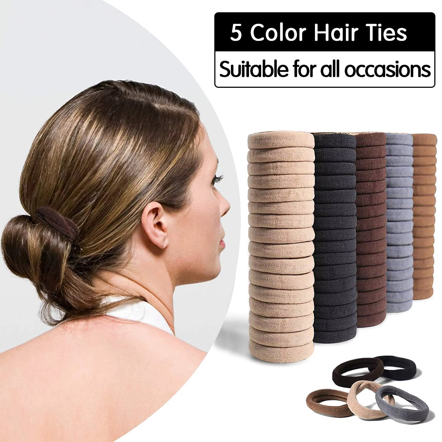 Wholesale Black Color High Elasticity Seamless Hair Rope Tie Ponytail Simple Hair Rope for Women Daily Life Scrunchies