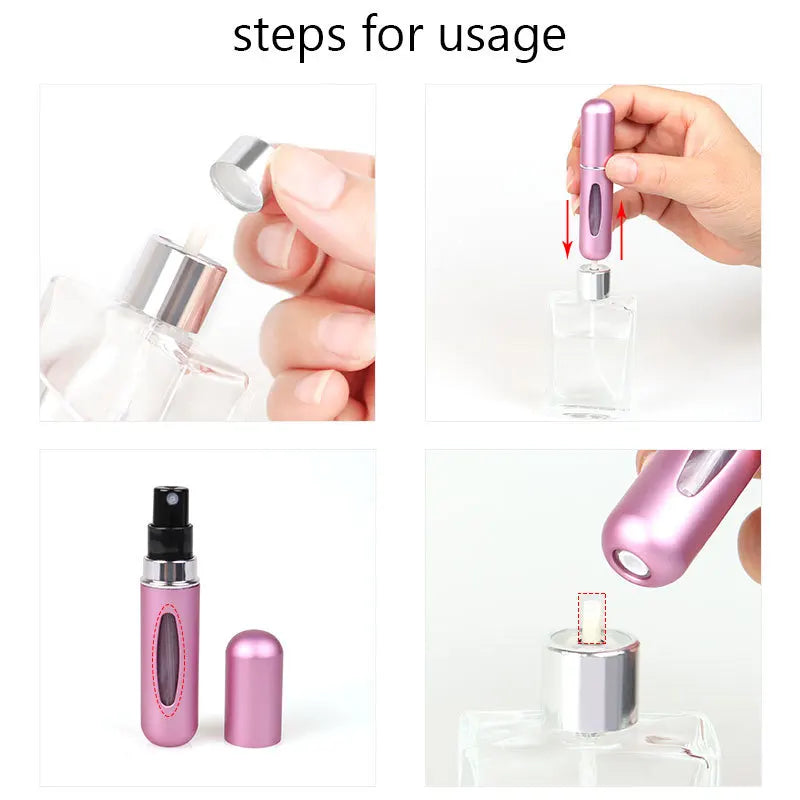 5ml Portable Mini Perfume Refill Bottle - Refillable Spray Atomizer for Travel and Cosmetic Use