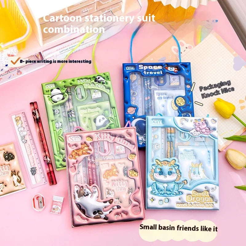 3D Cartoon Children'S Stationery Set Six-Piece Back-To-School Gift Pencil Set for Elementary School Students