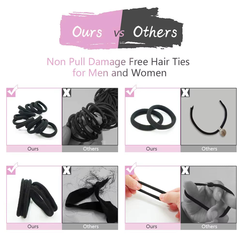 Wholesale Black Color High Elasticity Seamless Hair Rope Tie Ponytail Simple Hair Rope for Women Daily Life Scrunchies