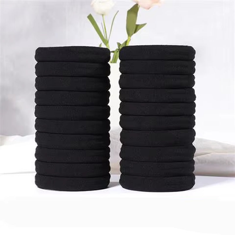 Wholesale Black Color High Elasticity Seamless Hair Rope Tie Ponytail Simple Hair Rope for Women Daily Life Scrunchies